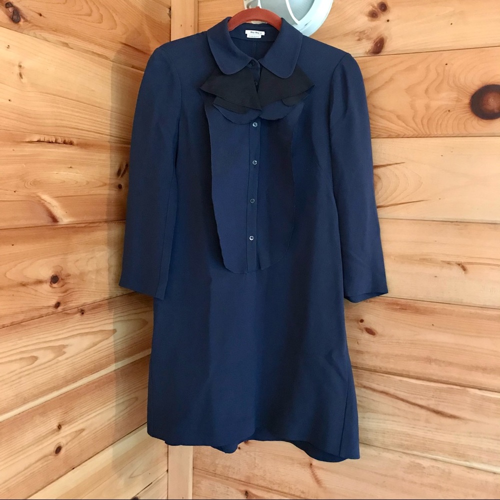 miu miu long sleeve dress Miu Miu Sheer Signature Logo Long Sleeve Top / Mini Dress